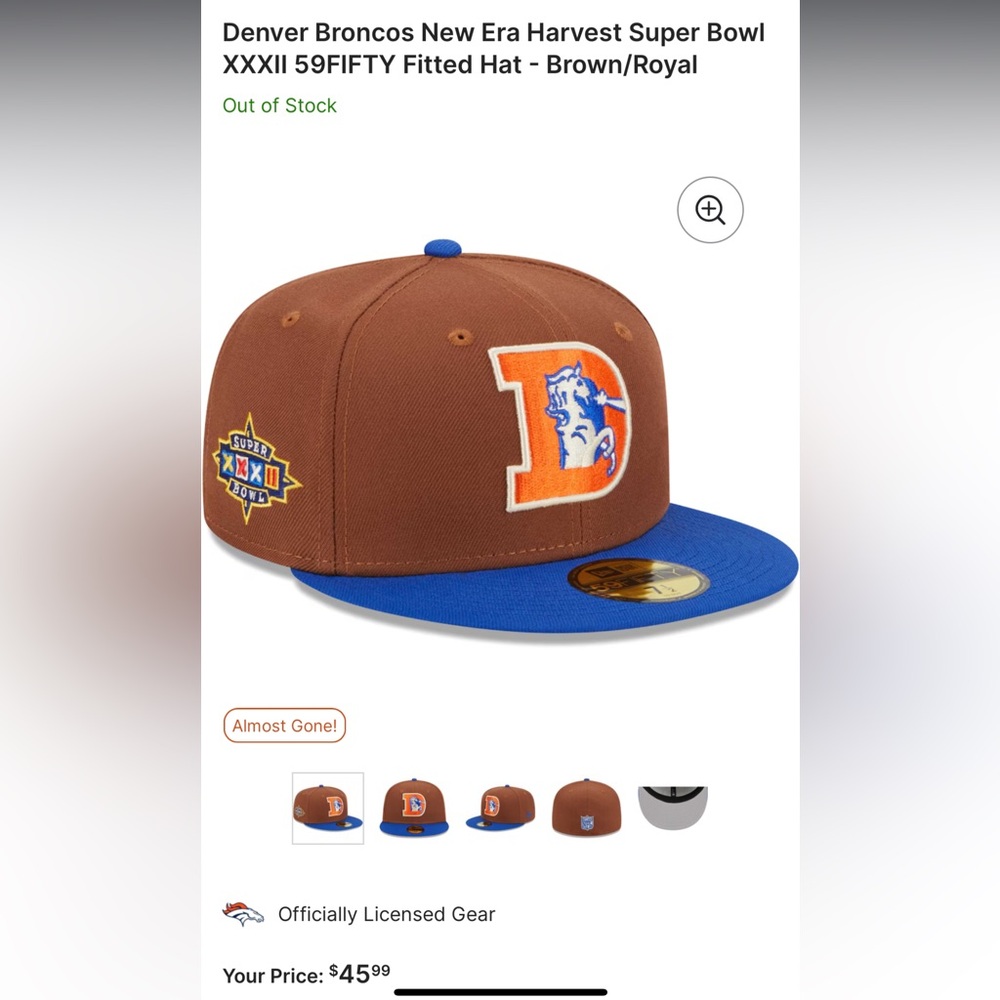 Denver Broncos New Era Harvest Super Bowl XXXII 59FIFTY Fitted Hat